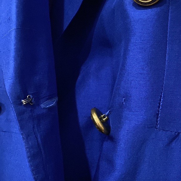 VTG Korean Cobalt-Blue Silk Double-Breasted Coat/Dress, EUC, 4P - Picture 4 of 16